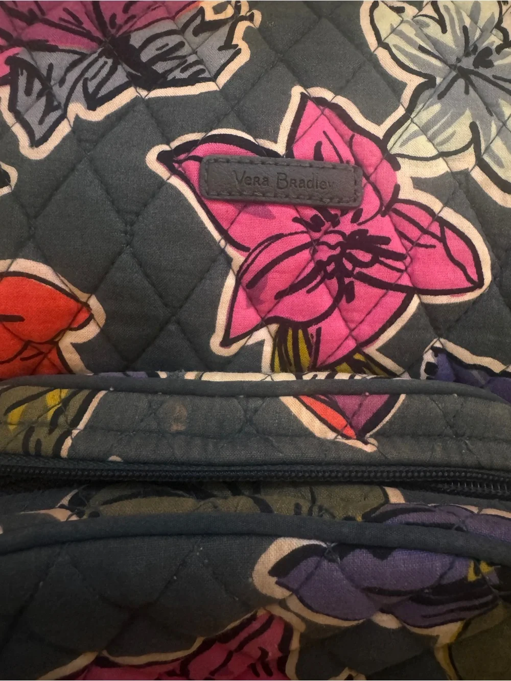 Vera Bradley Falling Flowers Cosmetic Bag Set (3) + Hair Straightener Pouch